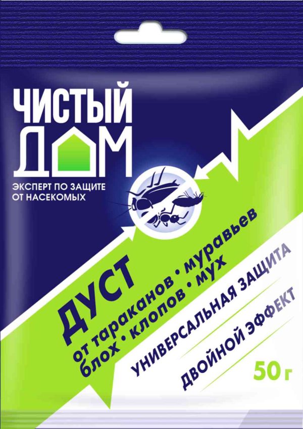 Инсектицидное средство от тараканов дуст Чистый дом