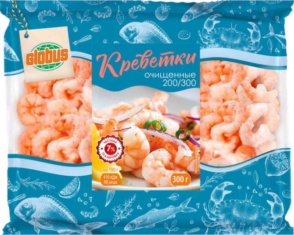 Креветки варено-мороженые Глобус