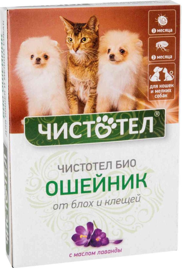 Ошейник для кошек и мелких собак от блох и клещей Чистотел