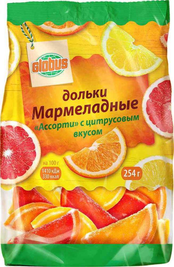 Мармеладные дольки Ассорти Глобус
