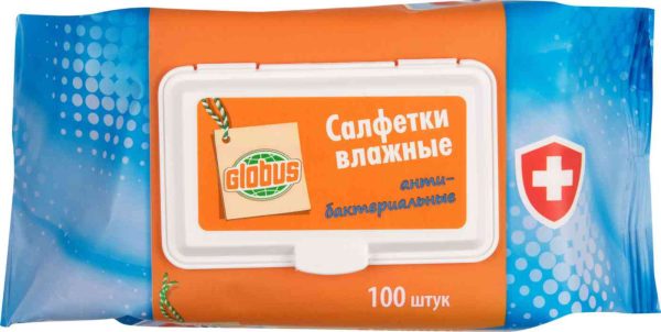 Влажные салфетки антибактериальные Глобус