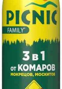 Аэрозоль от комаров, москитов, мокрецов 3 в 1 Picnic
