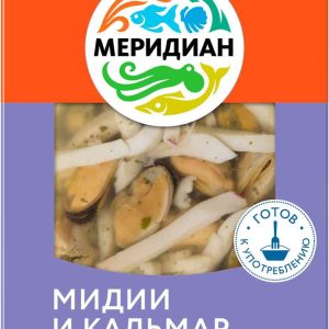 Мидии и кальмар отварные Меридиан