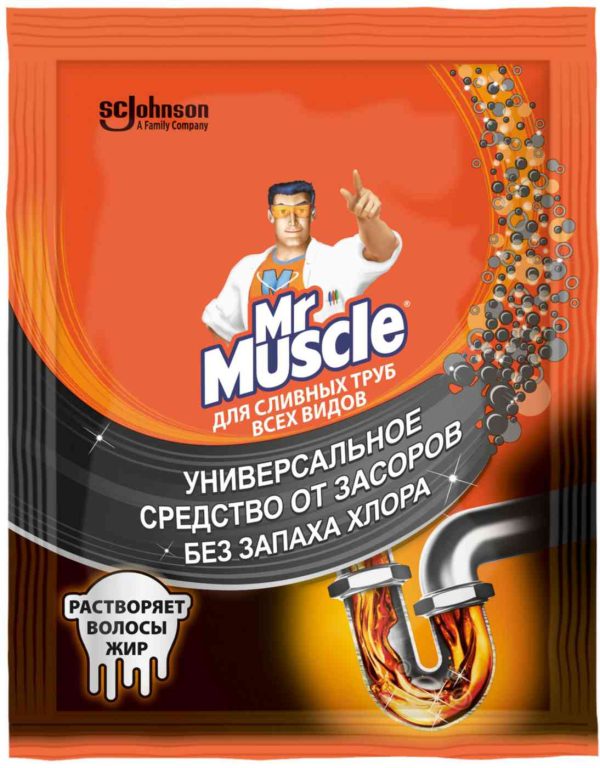 Средство от засоров для сливных труб всех видов универсальное Mr. Muscle
