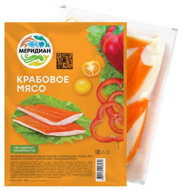 Крабовое мясо охлаждённое Меридиан