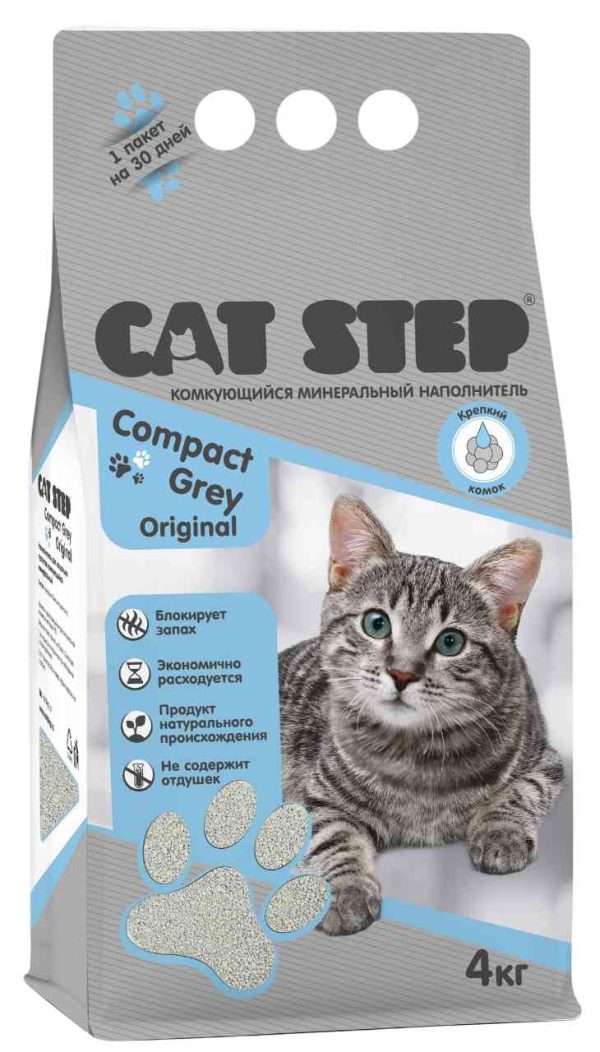 Наполнитель для кошачьего туалета комкующийся минеральный Cat Step