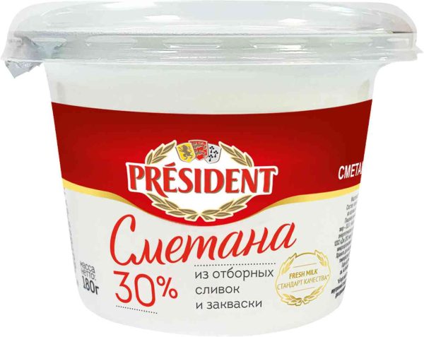 Сметана из отборных сливок и закваски President