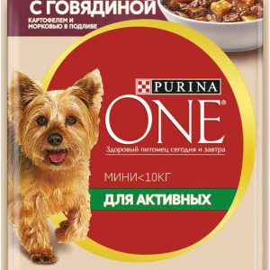 Влажный корм для активных собак мини пород  Purina One