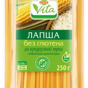 Макаронные изделия из кукурузной муки Лапша Глобус Вита